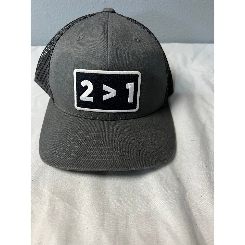 Yupoong 2>1 Ecclesiastes 4:9 Christian Trucker Hat Gray Black Snapback Cap Mesh